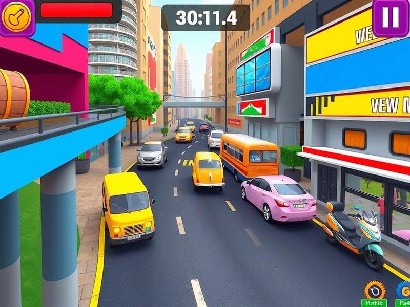 Pojo S Mumbai Masti colorful gameplay screenshot showing Mumbai streets